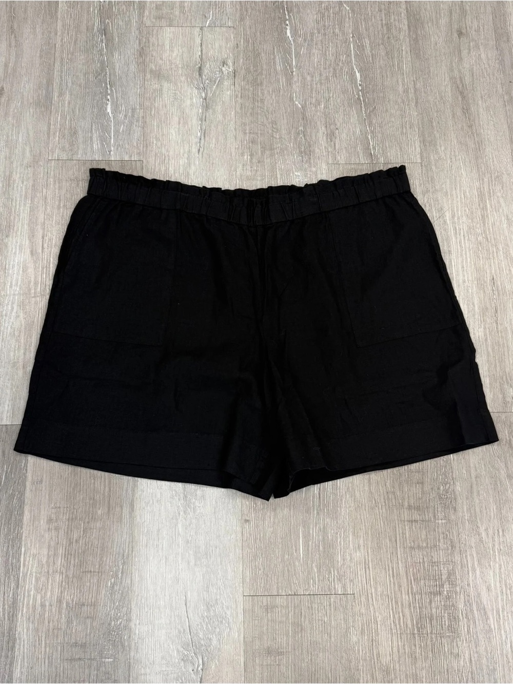J. Jill Black Elastic Ruffle Waistband Linen Shorts - New - Size 4x